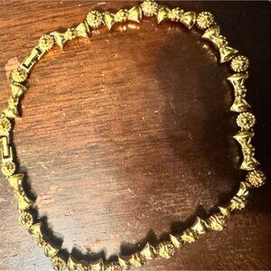 Vintage Nina Ricci Gold Tone Flower Bow Necklace Choker